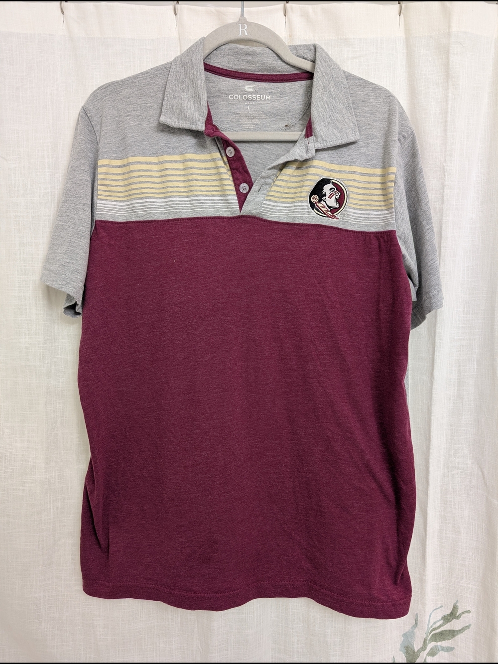 Colosseum Florida State Seminoles Polo Shirt Men’s Large Gray Garnet